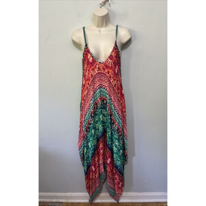 Emerald Dress Womens One Size Colorful Asymmetric Boho Beach Festival Summer